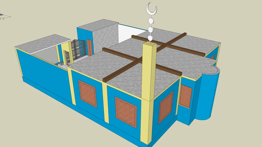 Masjid 1390sqft plan 3D