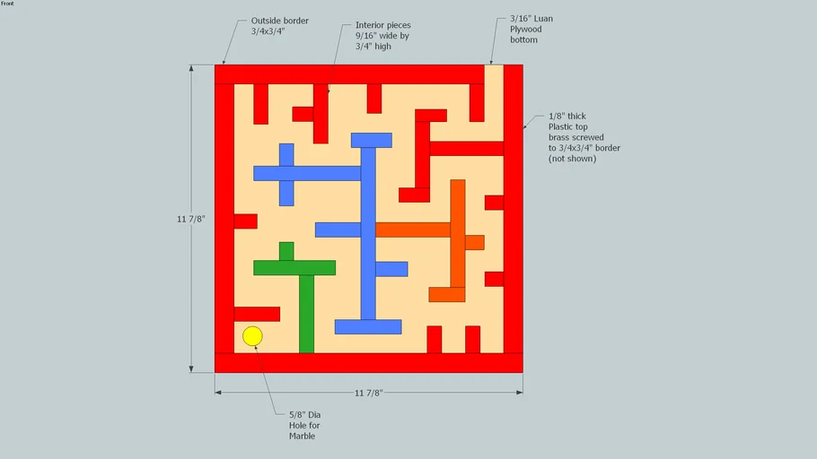 Square marble maze game for children