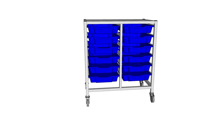 SET012025 - Gratnells double width trolley with shallow trays 850mm