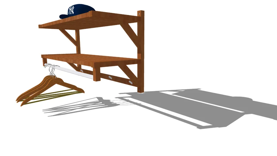 Hatthylla - LINE 2x Hat shelf/clothes rack 82x32x46 | 3D Warehouse