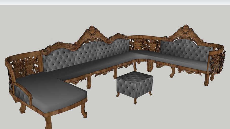 sofa L shape Wooden 3D Warehouse