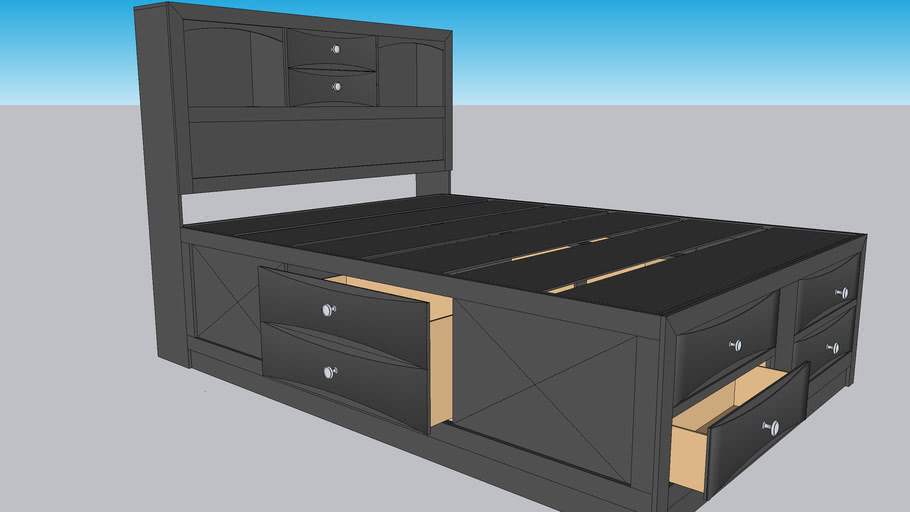 American Freight Emily Storage Queen sized 8 drawer bed 3D Warehouse