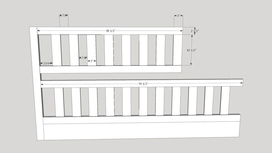 Full Size Bunk Bed Rails 3D Warehouse
