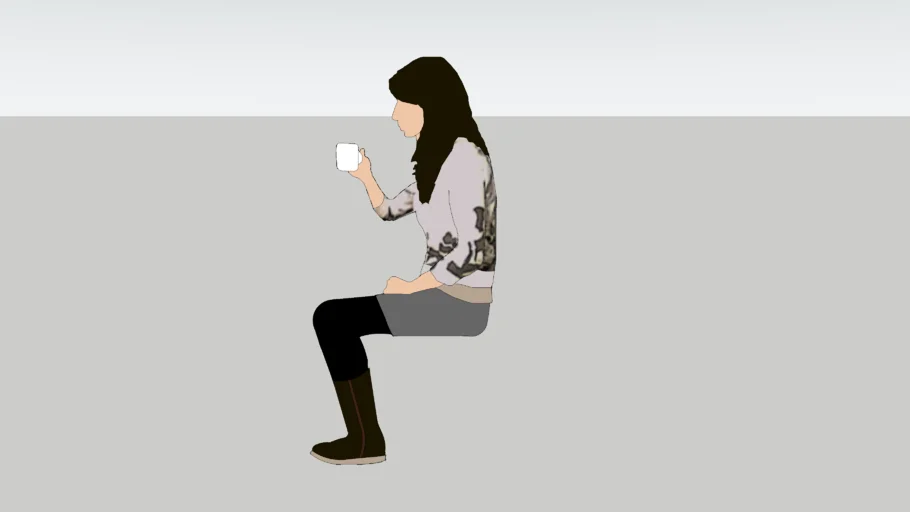 2d woman sitting drinking