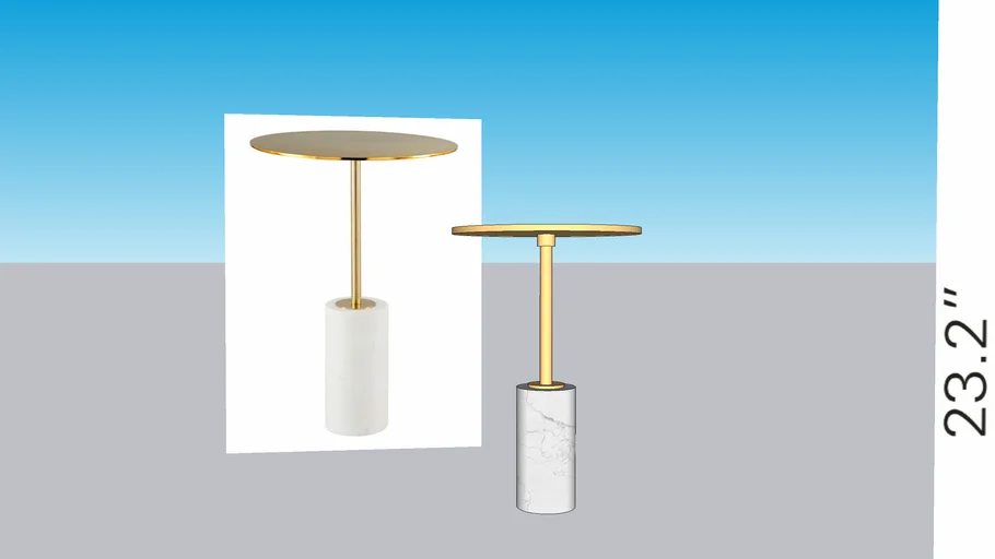 Asa Marble Side Table Gold & White 3D Warehouse