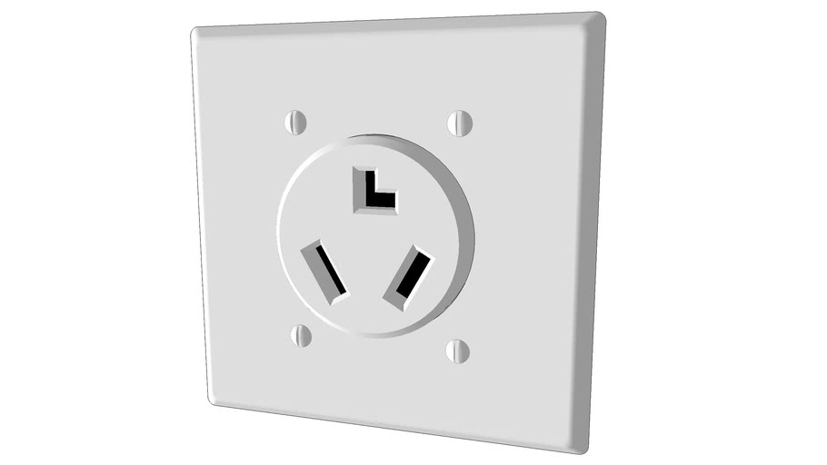 240 V 30 A Ungrounded Electric Dryer Receptacle (NEMA 1030R) 3D