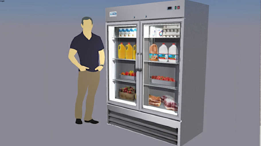 Glass Door Merchandising Grocery Refrigerator Cooler 2 3D Warehouse