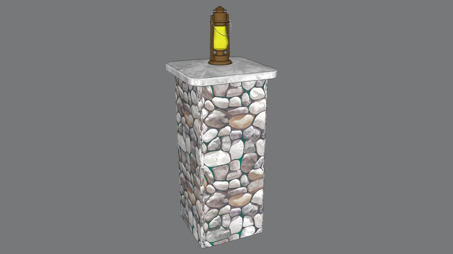 Stone Post with Lantern
