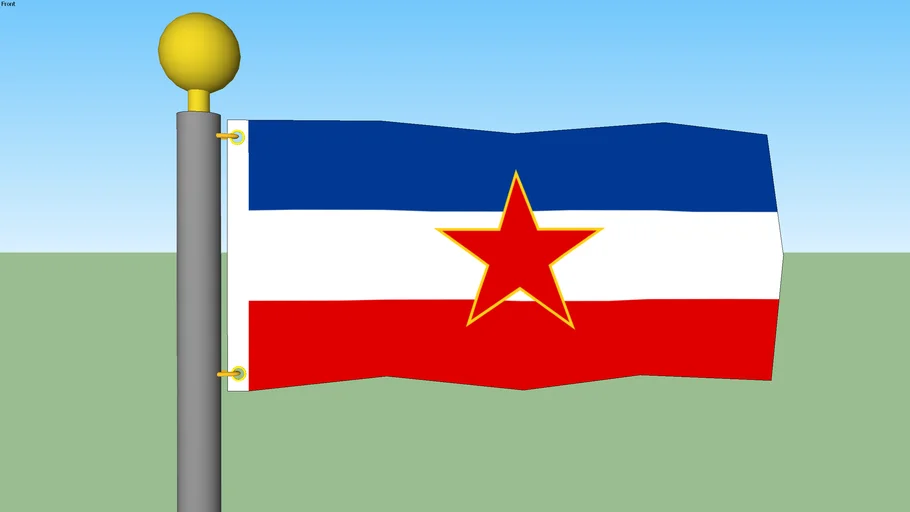 Yugoslavia Flag with Flagpole