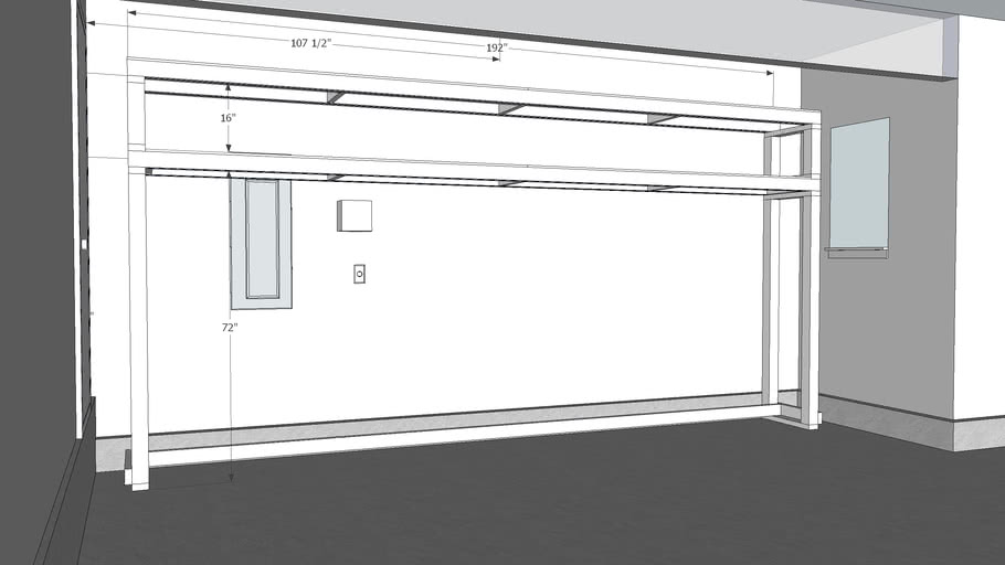 garage shelves, long span, fitch beam, installed 3D Warehouse