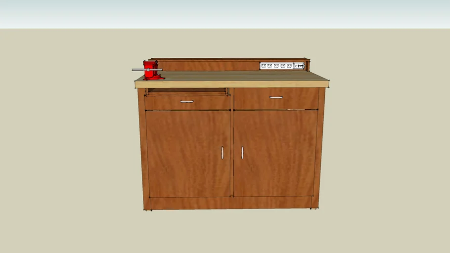 Workbench with drawers and cabinets