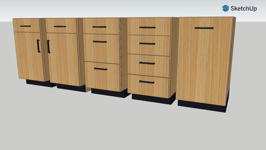 18” W SLAB DOOR BASE NATURAL OAK KITCHEN 3D Warehouse