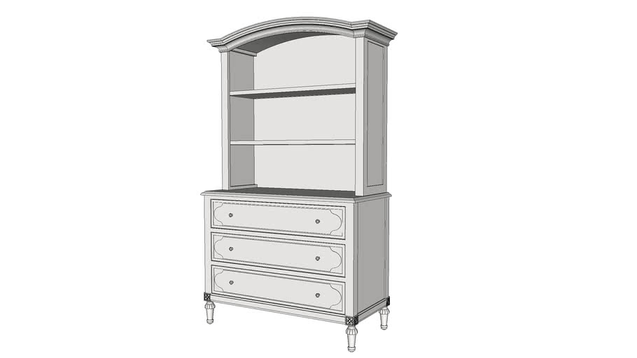 RH_BELLINA DRESSER & BOOKCASE HUTCH SET 3D Warehouse