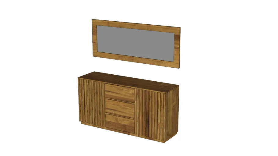 Credenza de madera con espejo horizontal