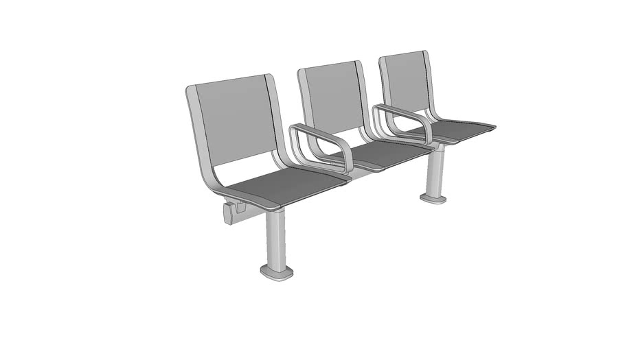 Forms+Surfaces® Tangent™ Rail Seating, 3 backed seats, stainless steel seat pans