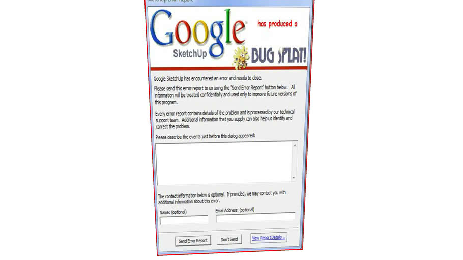 Google Sketchup Bug Splat