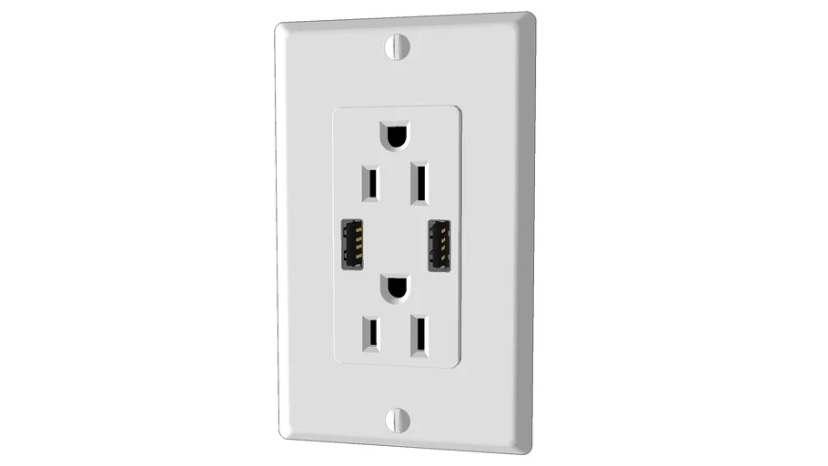 120 V 15 A Electrical Receptacle (NEMA 5-15R) with USB | 3D Warehouse