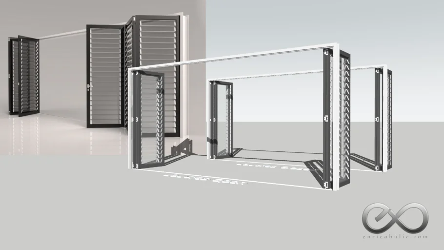 Folding Louvred Door 2x3 - Fully Open