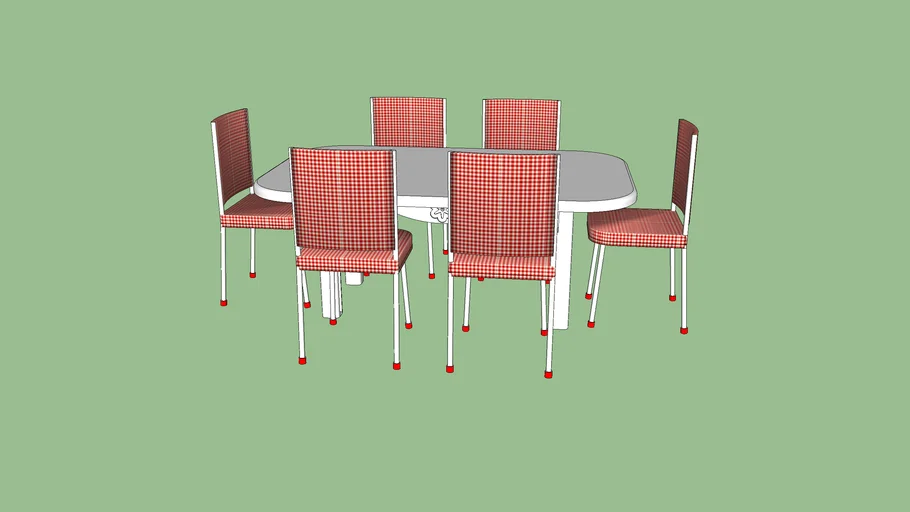Red and White Doll Dining Table