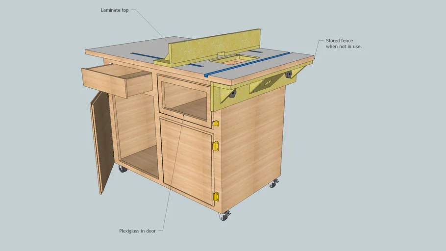 Router Table and Storage Cabinet.