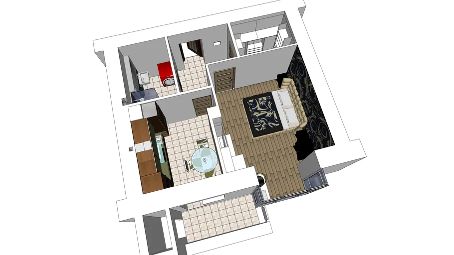 Apartment is 46 square meters | 3D Warehouse