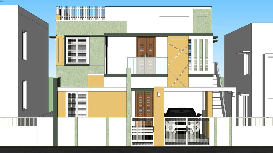 House Design G+1 3D Warehouse