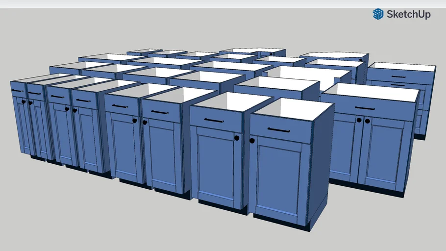 BLUE SHAKER 2 BASE KITCHEN 3D Warehouse