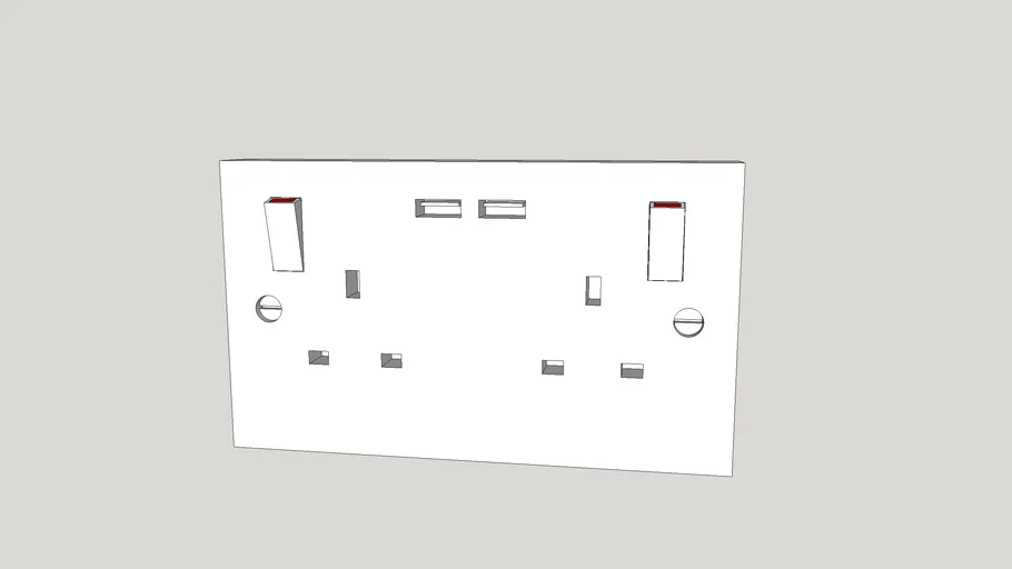UK Double Plug Socket with USB Ports British Plug Socket USB 3D Warehouse