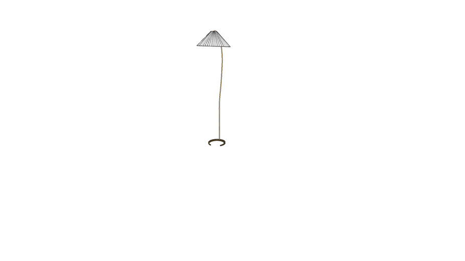 Conical Stand Up Lamp with Pleated Fabric Shade and Wood Gooseneck Arm