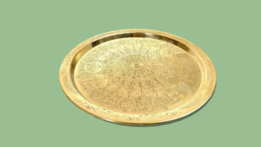 19" Moroccan Brass Tray, Platter