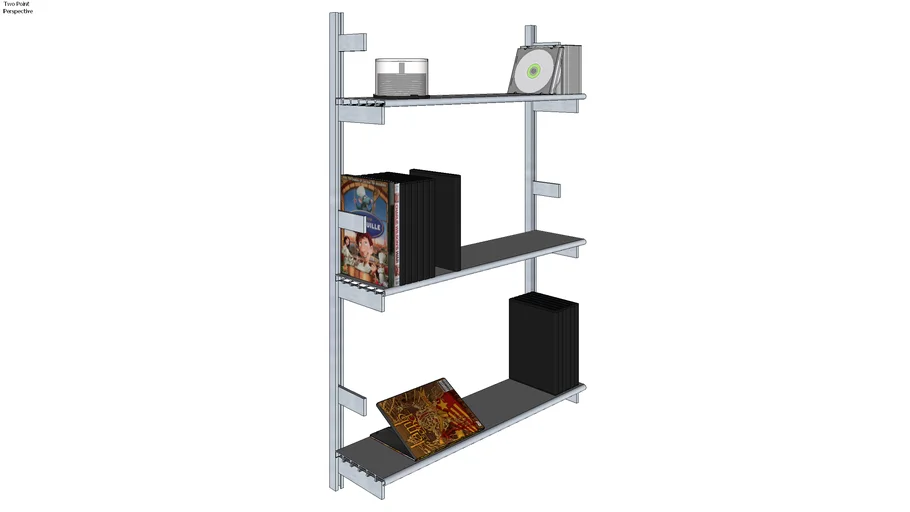 Iss Designs Modular Shelving Wall Mounted System With Aluminum Shelves W 01 Ss3 06 1alu 3d 0948