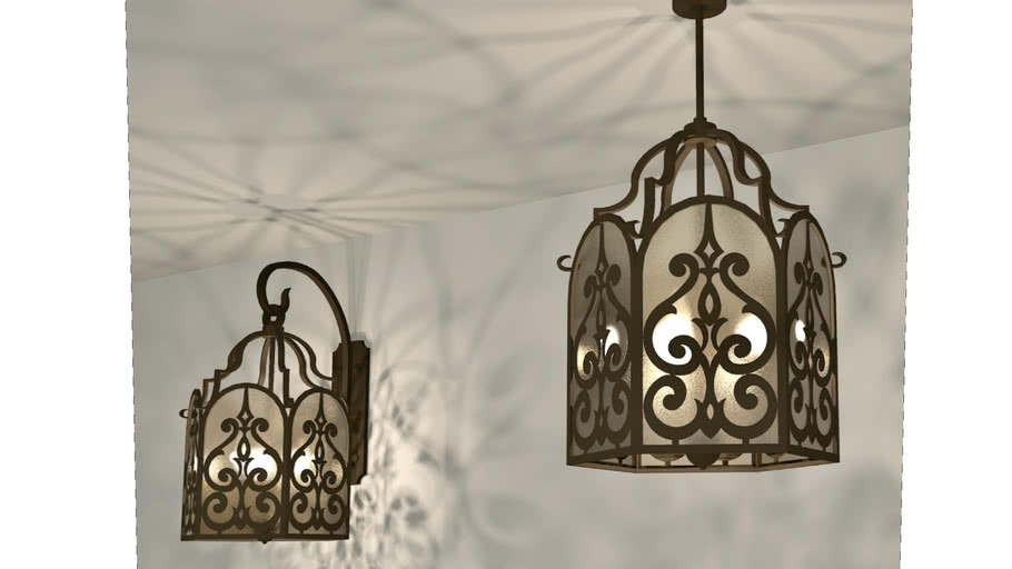 Lantern, Pendant, Wall Bracket, Iron, Glass 3D Warehouse
