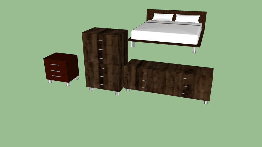 Scan Design Paloma bedroom set bed, night stand, double dresser high