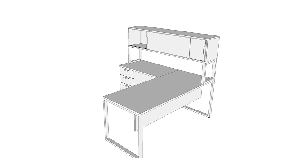 Qi Typical 009, L-Suite with Open Leg Hutch, O-Leg