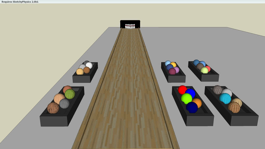 bowling alley with assorted color balls