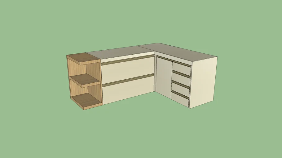 MODULO BANCADA EM L - MDF BEGE ACETINADO | 3D Warehouse