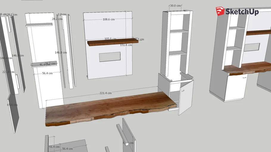 graan Moreel Interpretatie Inbouw bureau / pc meubel | 3D Warehouse