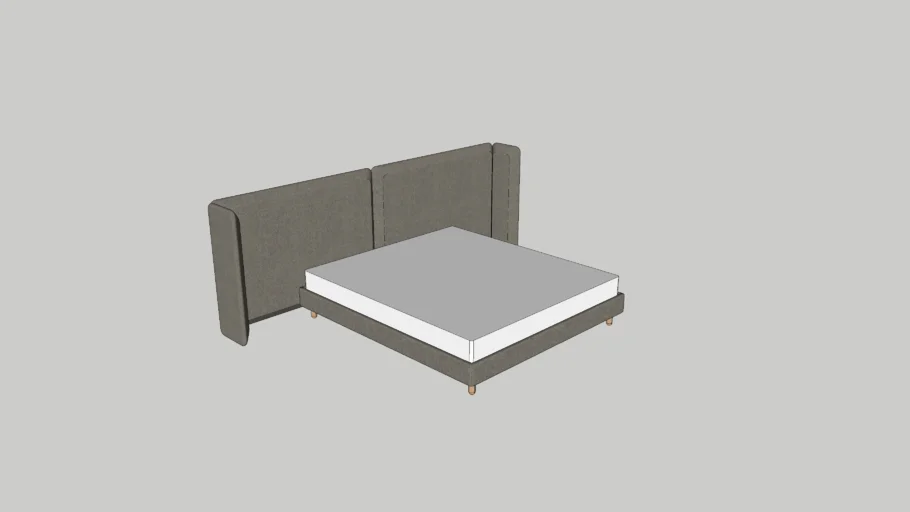 Plano double bed with headboard and sides board W | 3D Warehouse
