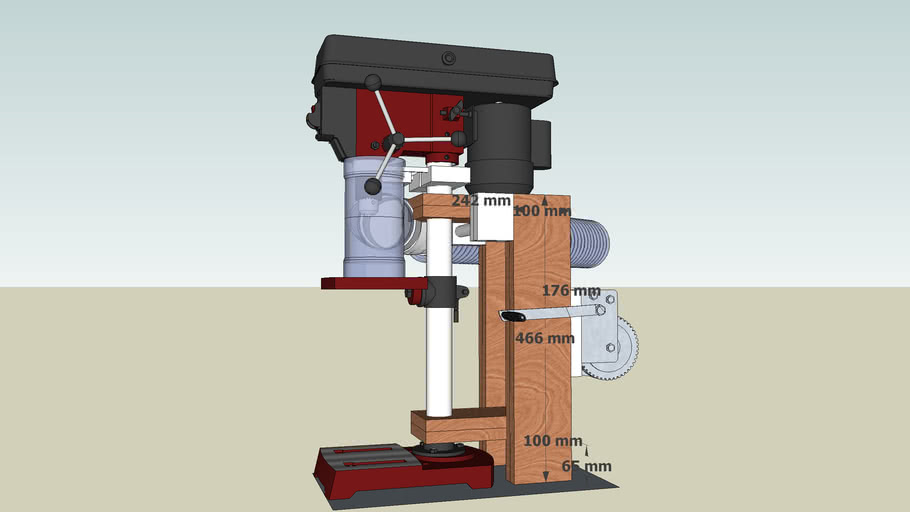 GMC Bench Drill Press Dust Extraction and Table Lift 3D Warehouse