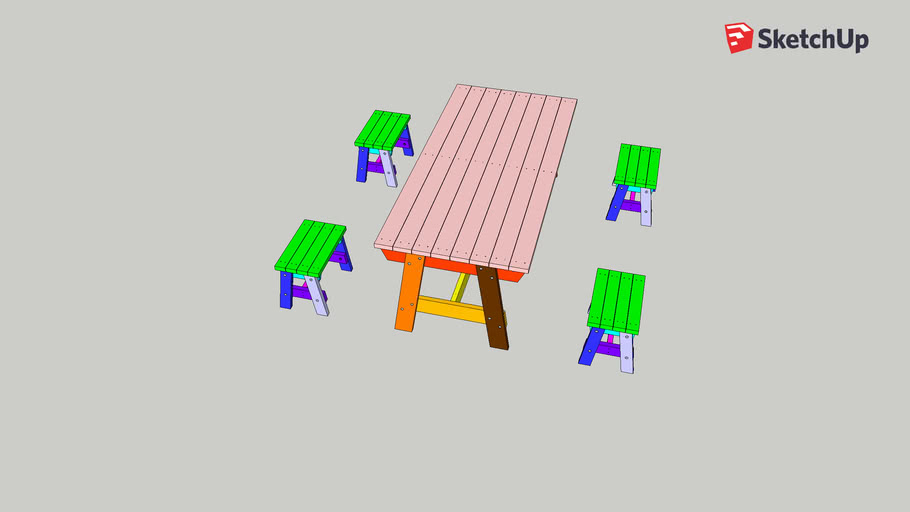 Picnic Table With Removable Benches 3D Warehouse
