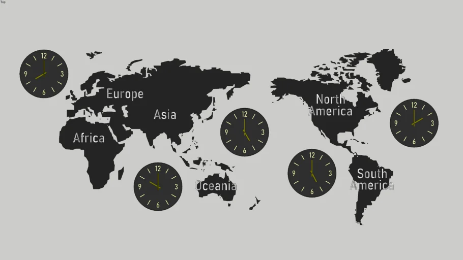 World Map Time Difference Time Zone Clock