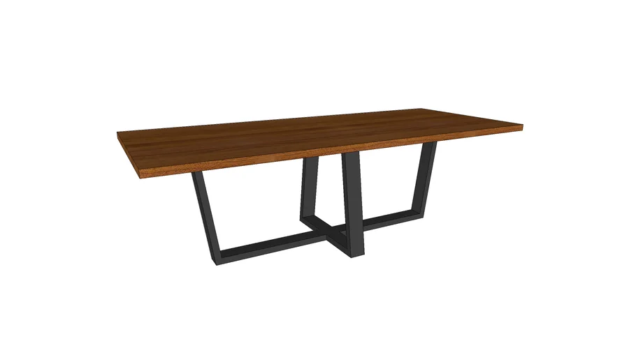Table rectangle BONIFACIO en noyer - pied W 10x4 | 3D Warehouse