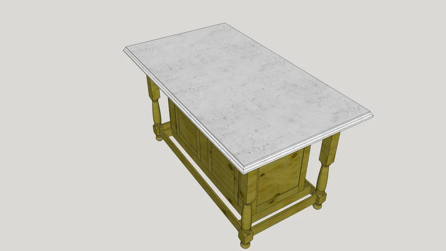 Kitchen island table w turned legs, concrete counter top