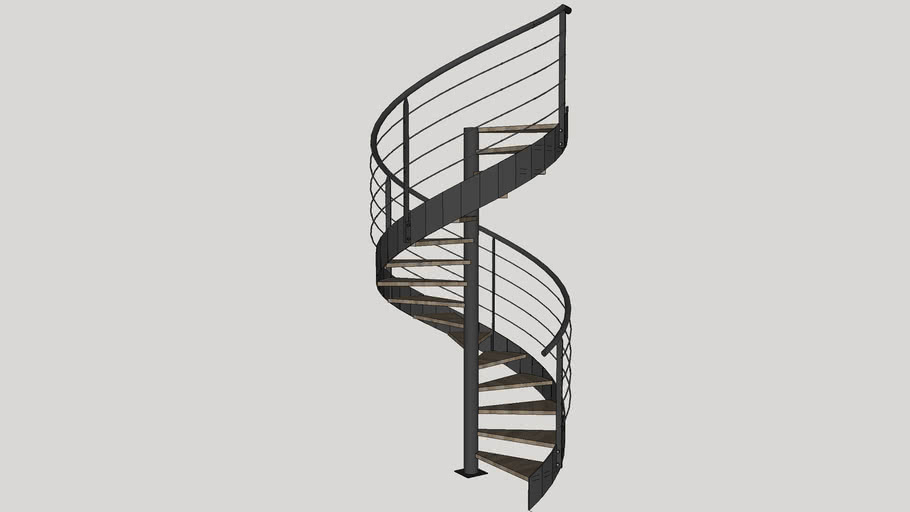 Helical staircase was central straight stringers | 3D Warehouse