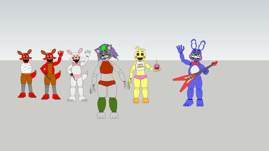 Roxy, Foxy, Mangle and the crew 2D | 3D Warehouse