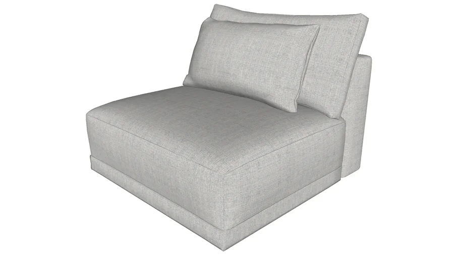 Basel Armless Chair Slate Pebble Fabric By Modloft 3D Warehouse