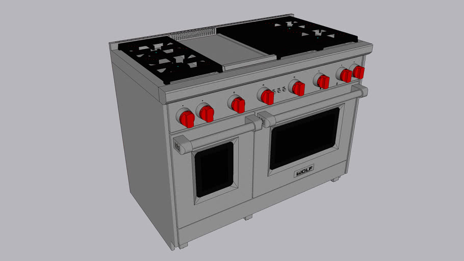 Wolf 48' Gas Range 4 Burners, Infrared Charbroiler and Infrared