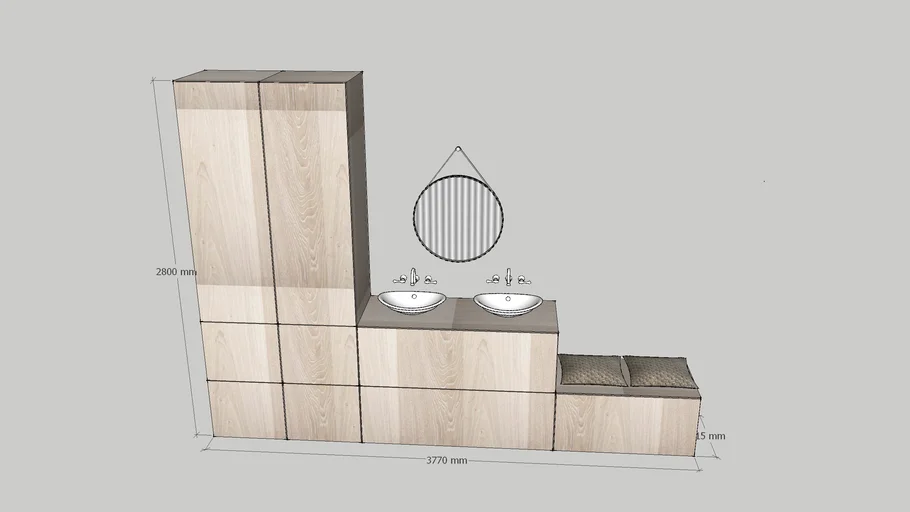 Bathroom bench with sink | 3D Warehouse