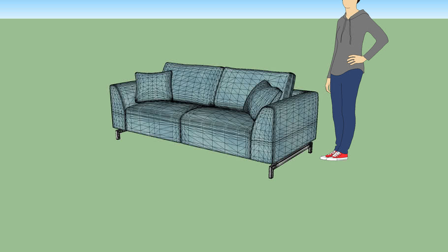 Dragon Sofa rib blue 3-seater | 3D Warehouse