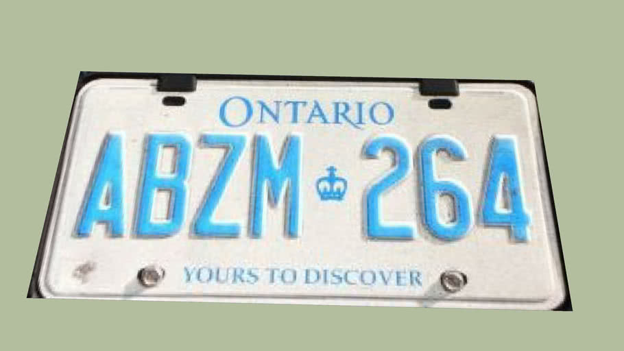 Ontario License Plate 3D Warehouse